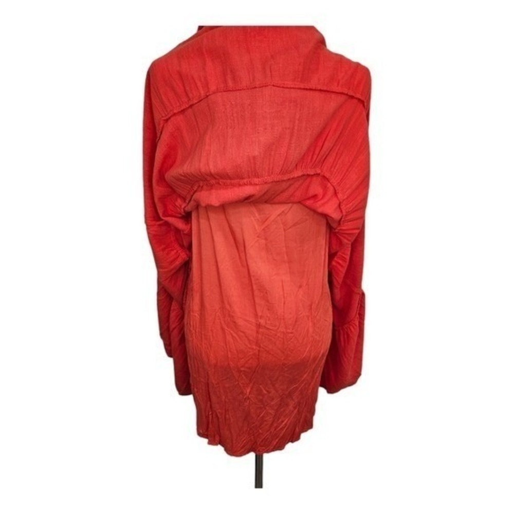 Lulus Womens Red Linen Blend Tiered Mini Dress S Sleeveless Ruffle Tie Back Boho - Picture 10 of 13